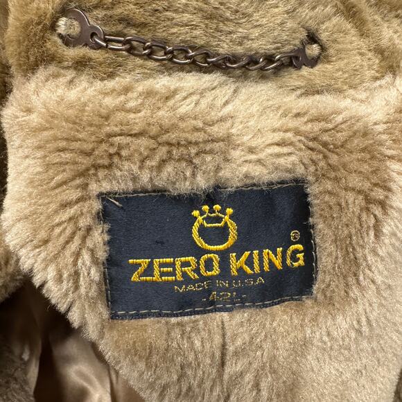 Vintage Zero King Coat Mens 42 L Faux Fur Lined Walkers Tan Brown Made in USA - Picture 2 of 6